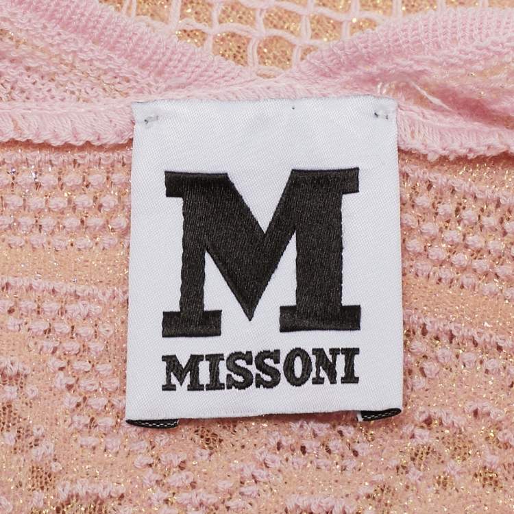 Pre Owned M Missoni Pink Patterned Lurex Knit Top L