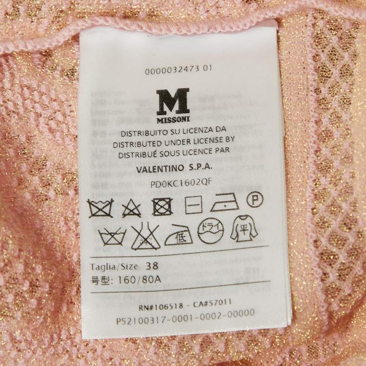 Pre Owned M Missoni Pink Floral Patterned Lurex Knit Top S