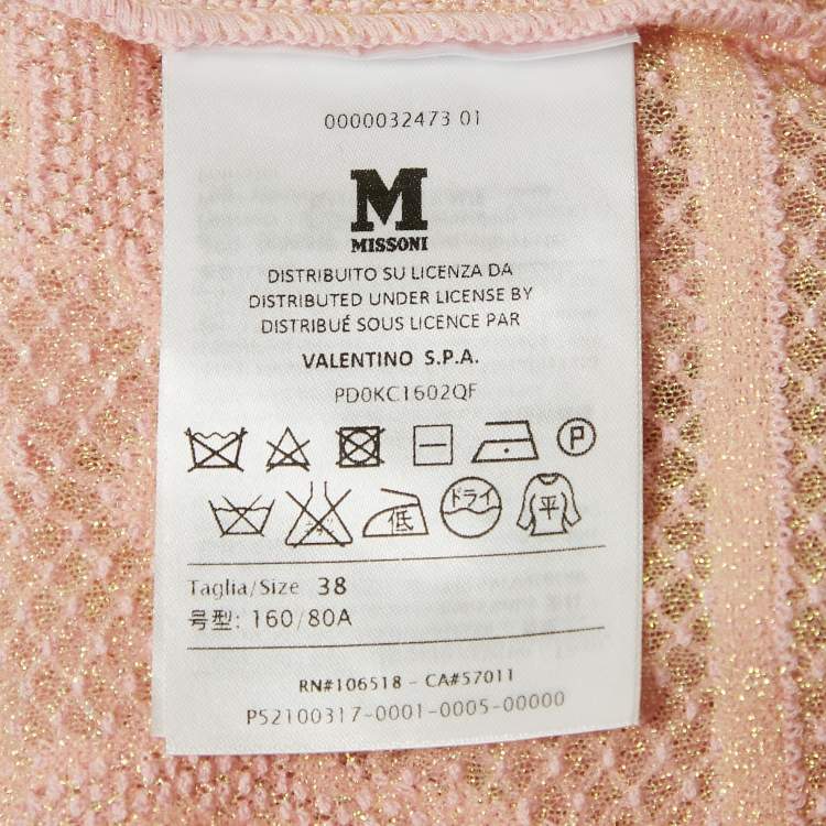 Pre Owned M Missoni Pink Floral Patterned Lurex Knit Top S