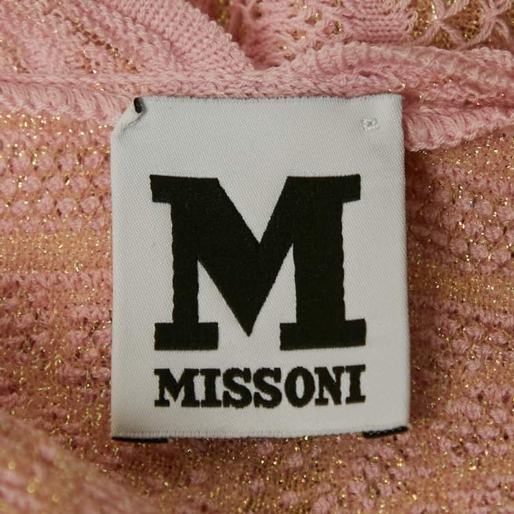 Pre Owned M Missoni Pink Floral Patterned Lurex Knit Top S