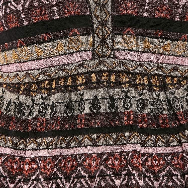 Pre Owned M Missoni Black/Pink Stripe Lurex Knit Sleeveless Maxi Dress S
