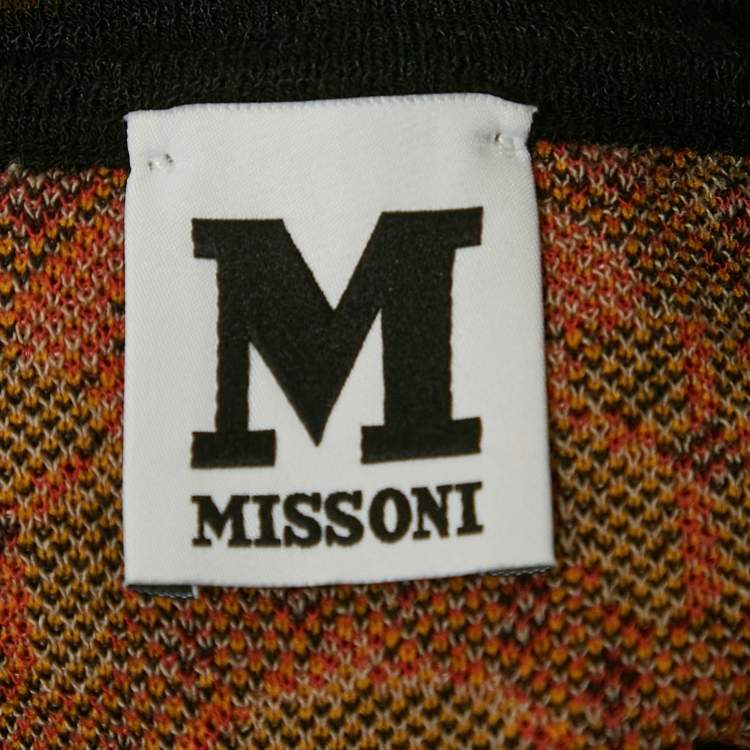 Pre Owned M Missoni Brown Floral Knit Midi Dress M