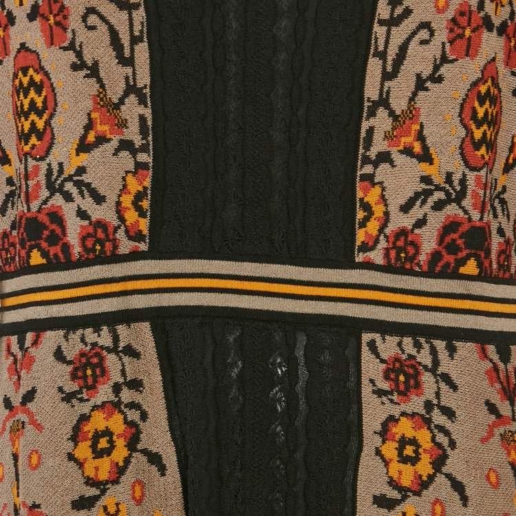 Pre Owned M Missoni Brown Floral Knit Midi Dress M
