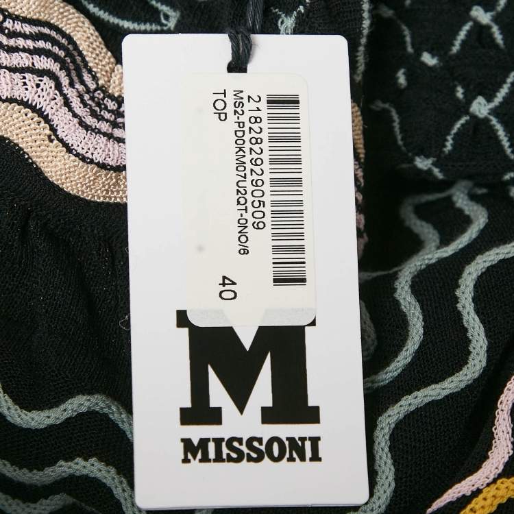 Pre Owned M Missoni Black Patterned Knit Sleeveless Top S