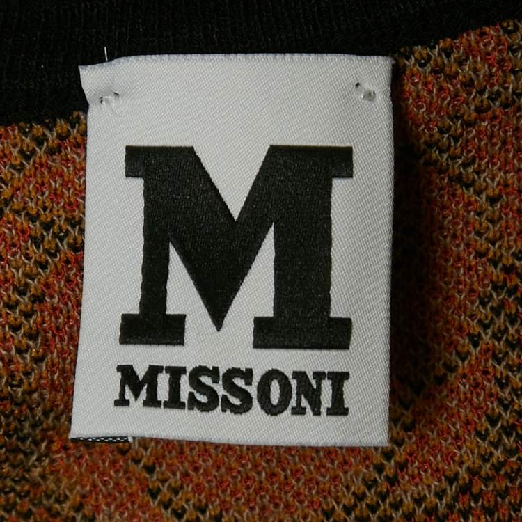 Pre Owned M Missoni Brown Floral Pattern Knit Sleeveless Top M