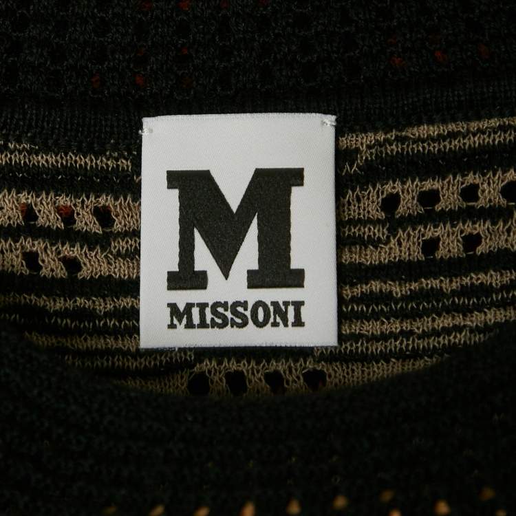Pre Owned M Missoni Orange/Black Knit Sleeveless Top M