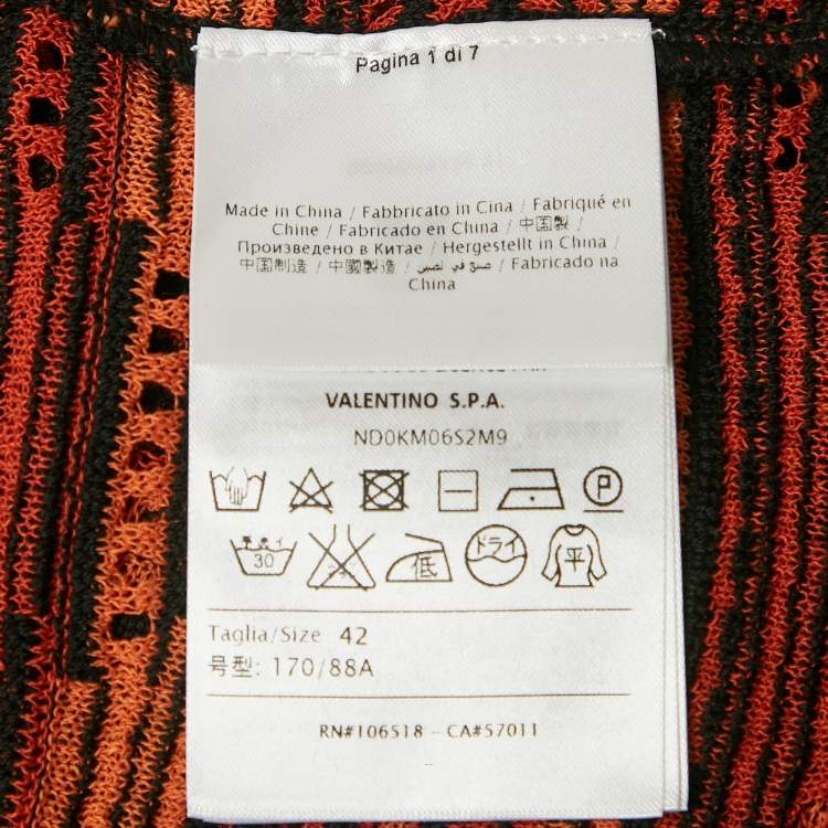 Pre Owned M Missoni Orange/Black Knit Sleeveless Top M