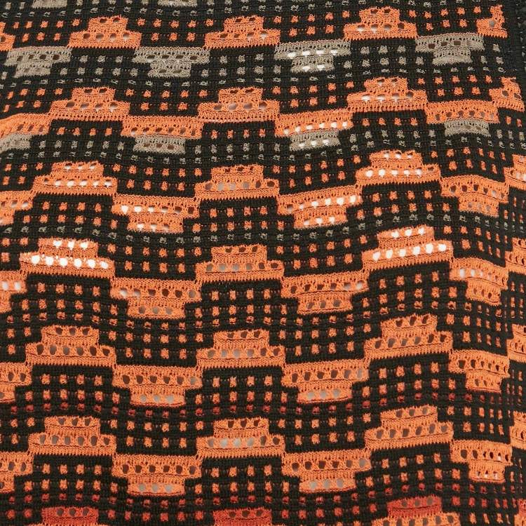 Pre Owned M Missoni Orange/Black Knit Sleeveless Top M