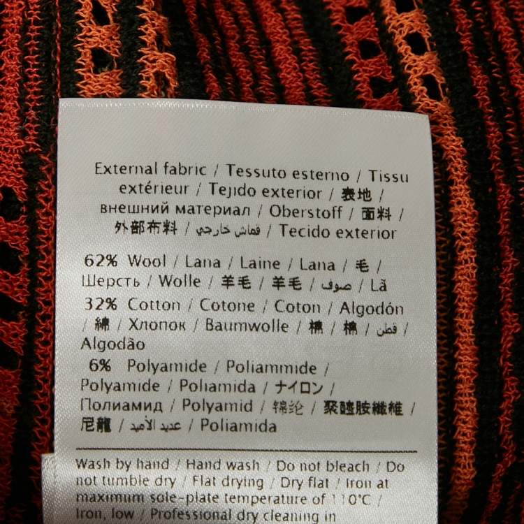 Pre Owned M Missoni Orange/Black Knit Sleeveless Top L