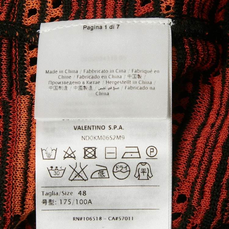 Pre Owned M Missoni Orange/Black Knit Sleeveless Top L