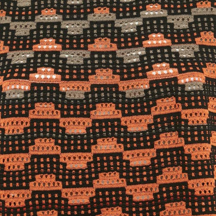 Pre Owned M Missoni Orange/Black Knit Sleeveless Top L