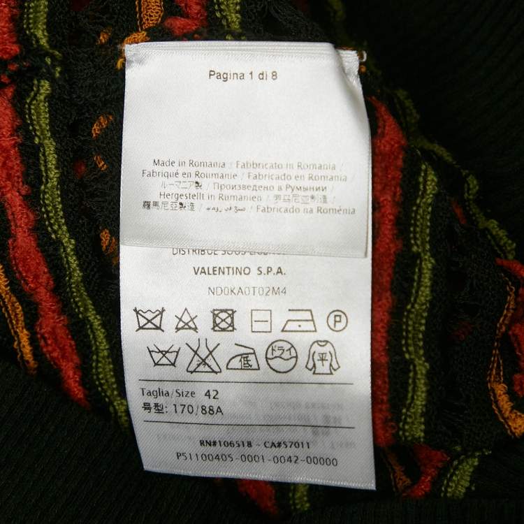Pre Owned M Missoni Black/Orange Pointelle Knit Button Front Cardigan M