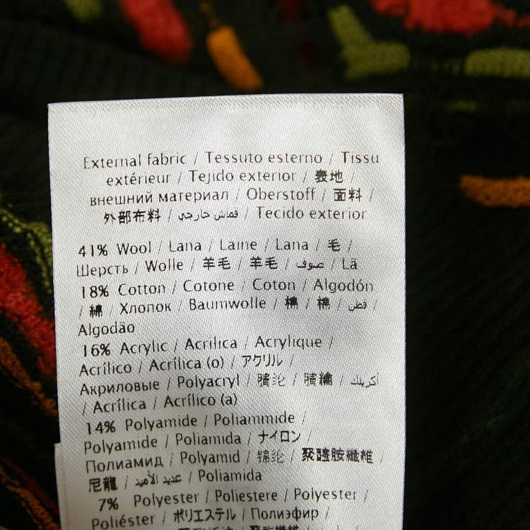 Pre Owned M Missoni Black/Orange Pointelle Knit Button Front Cardigan L