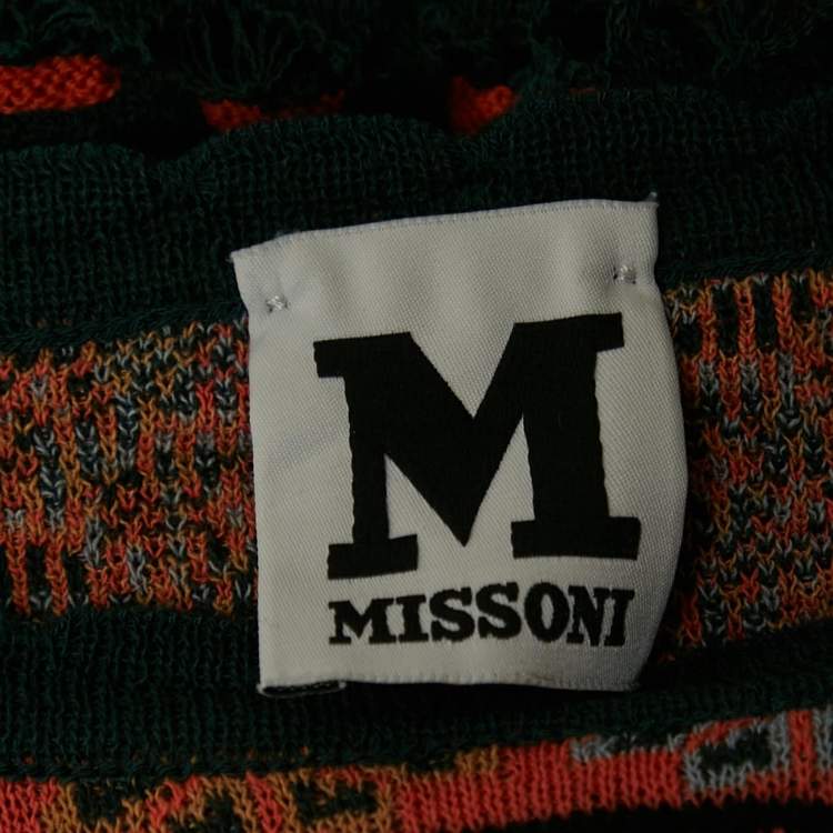 Pre Owned M Missoni Teal Blue Pointelle Knit Long Sleeve Knit Top L