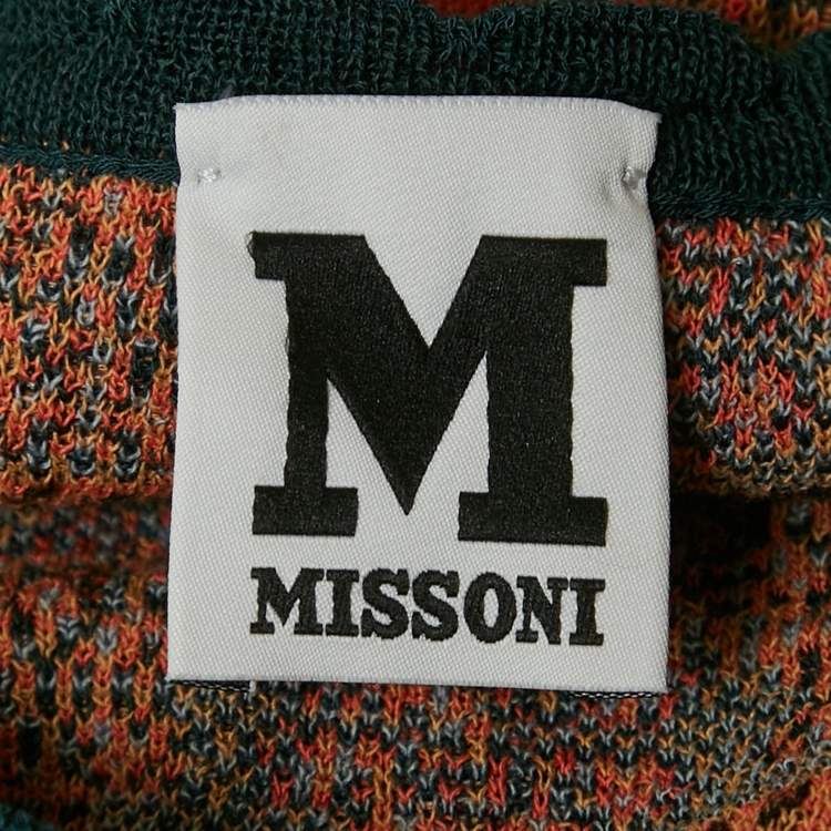 Pre Owned M Missoni Teal Blue Pointelle Knit Long Sleeve Knit Top S