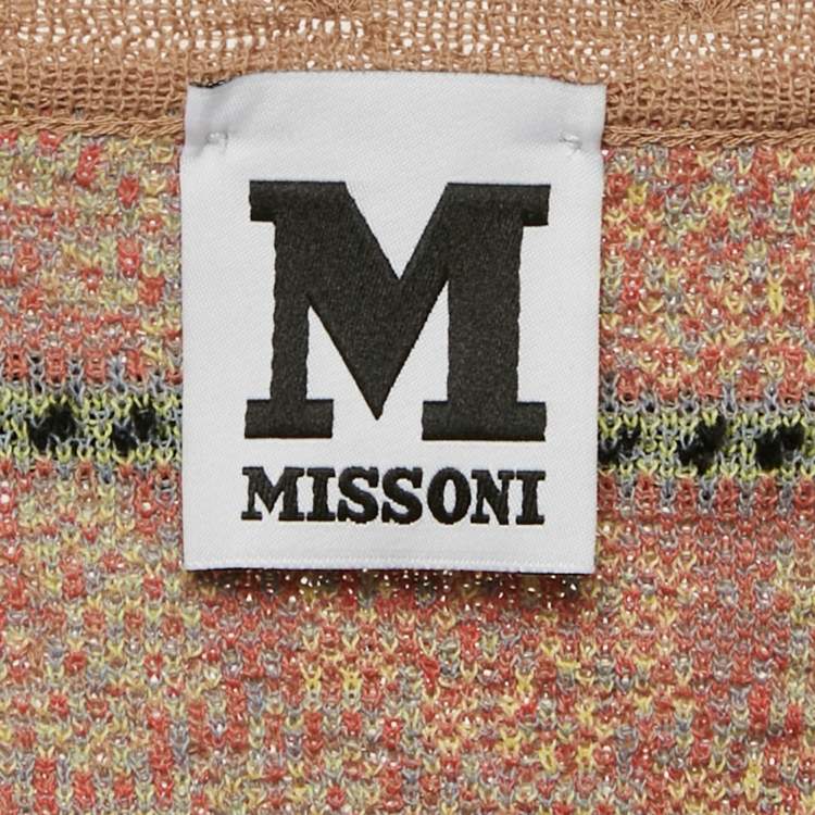 Pre Owned M Missoni Beige Pointelle Knit Long Sleeve Knit Top S