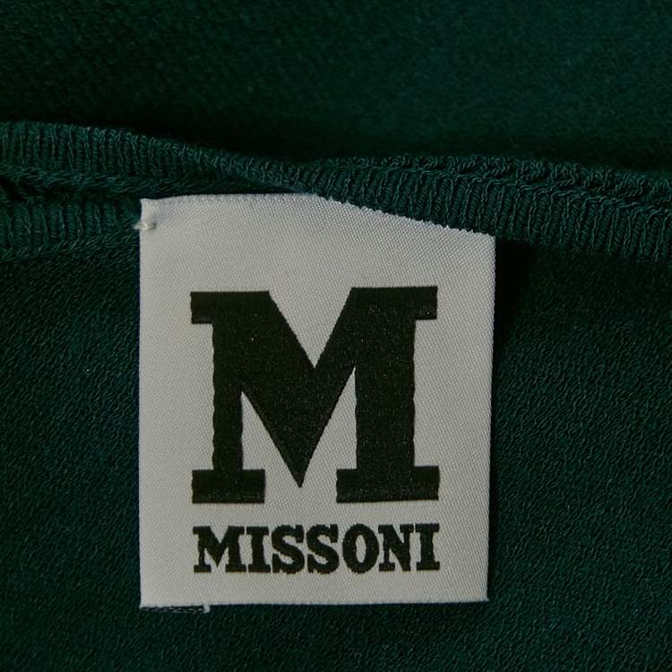 Pre Owned M Missoni Teal Blue Stretch Knit Crewneck Sweatshirt M
