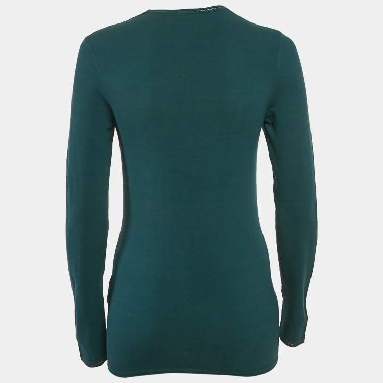 Pre Owned M Missoni Teal Blue Stretch Knit Crewneck Sweatshirt S