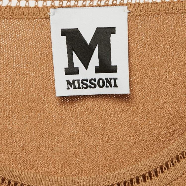 Pre Owned M Missoni Beige Stretch Knit Crewneck Sweatshirt M