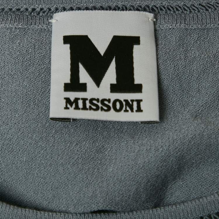 Pre Owned M Missoni Grey Stretch Knit Crewneck Sweatshirt L