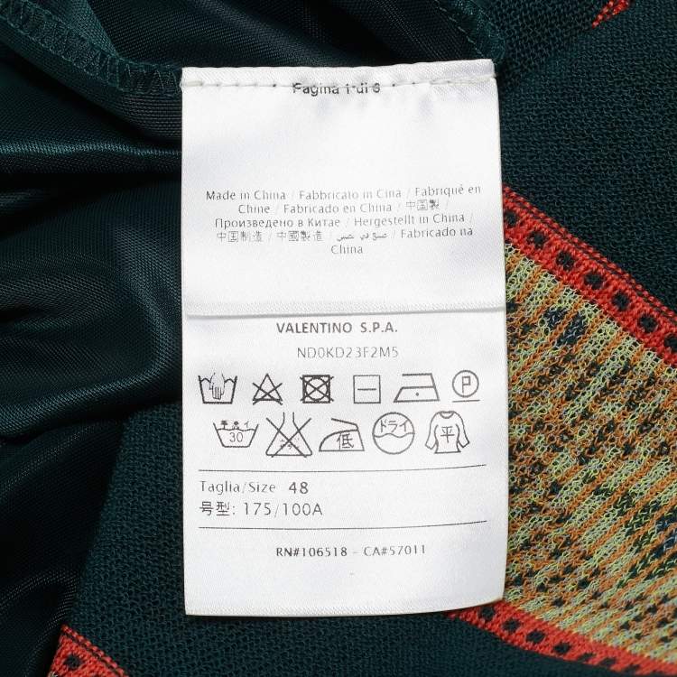 Pre Owned M Missoni Teal Green Floral Knit Sleeveless Midi Dress L