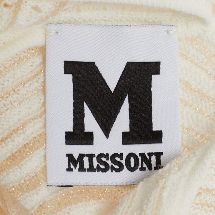 مملوكة مسبقًا M Missoni White Patterned Lurex Knit Sleeveless Short Dress L