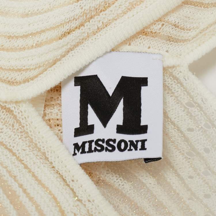 مملوكة مسبقًا M Missoni White Patterned Lurex Knit Sleeveless Short Dress M