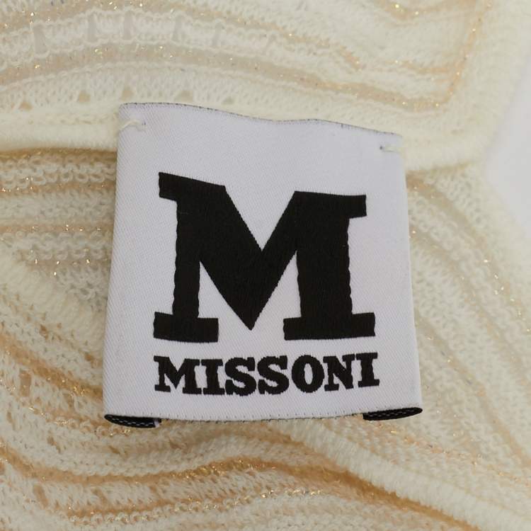 مملوكة مسبقًا M Missoni White Patterned Lurex Knit Sleeveless Short Dress M