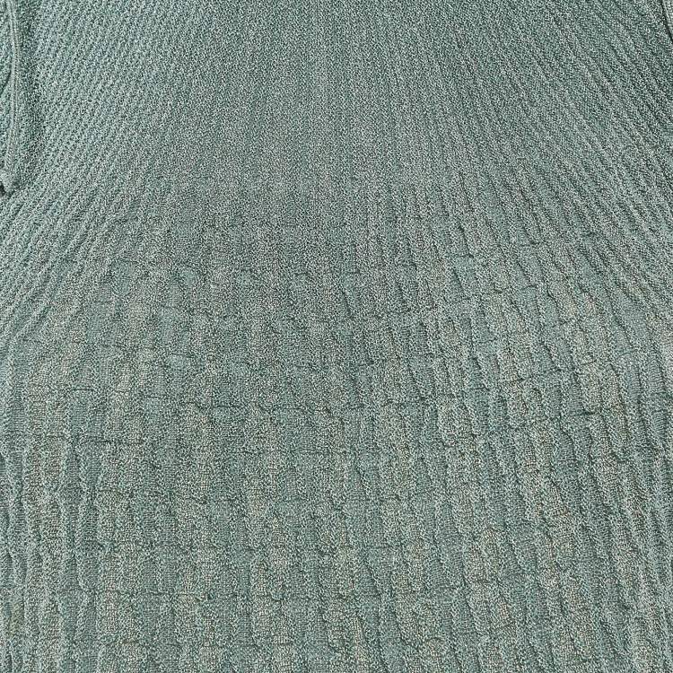 Pre Owned M Missoni Green Patterned Lurex Knit Sweater Top L