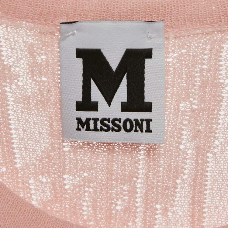 Pre Owned M Missoni Pink Patterned Knit Midi Dress L