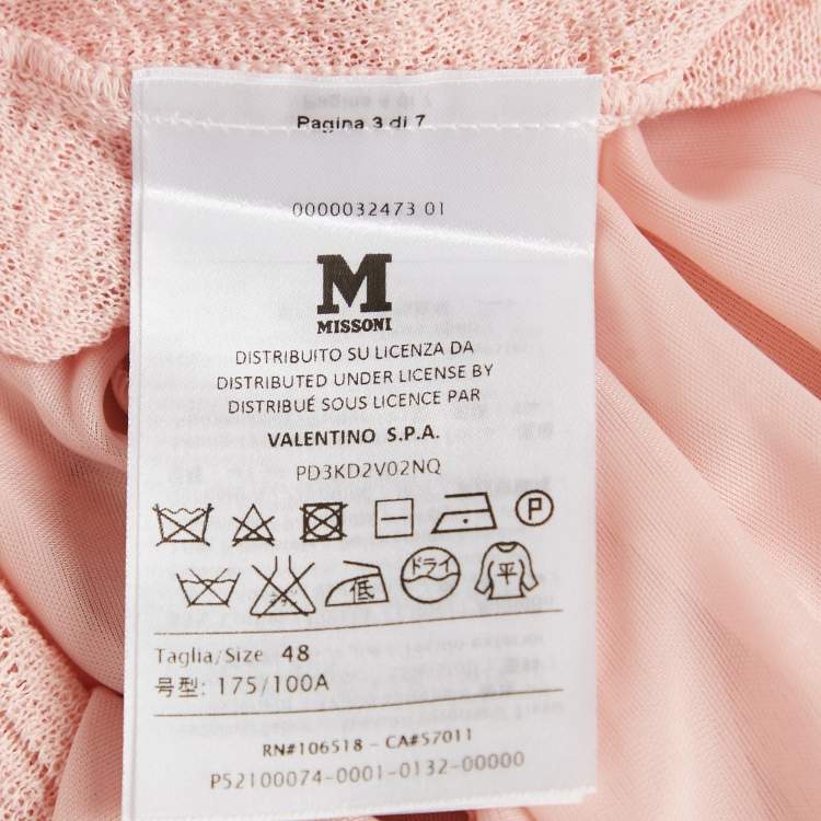 Pre Owned M Missoni Pink Patterned Knit Midi Dress L