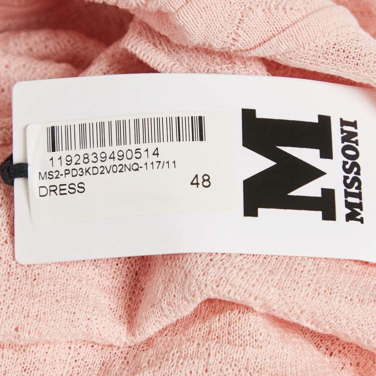 Pre Owned M Missoni Pink Patterned Knit Midi Dress L
