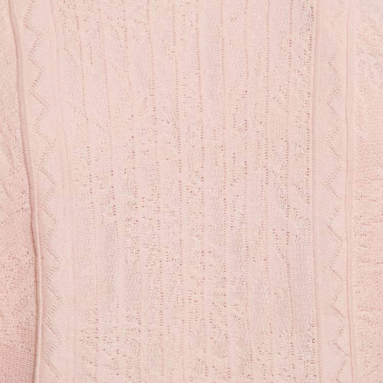 Pre Owned M Missoni Pink Patterned Knit Midi Dress M