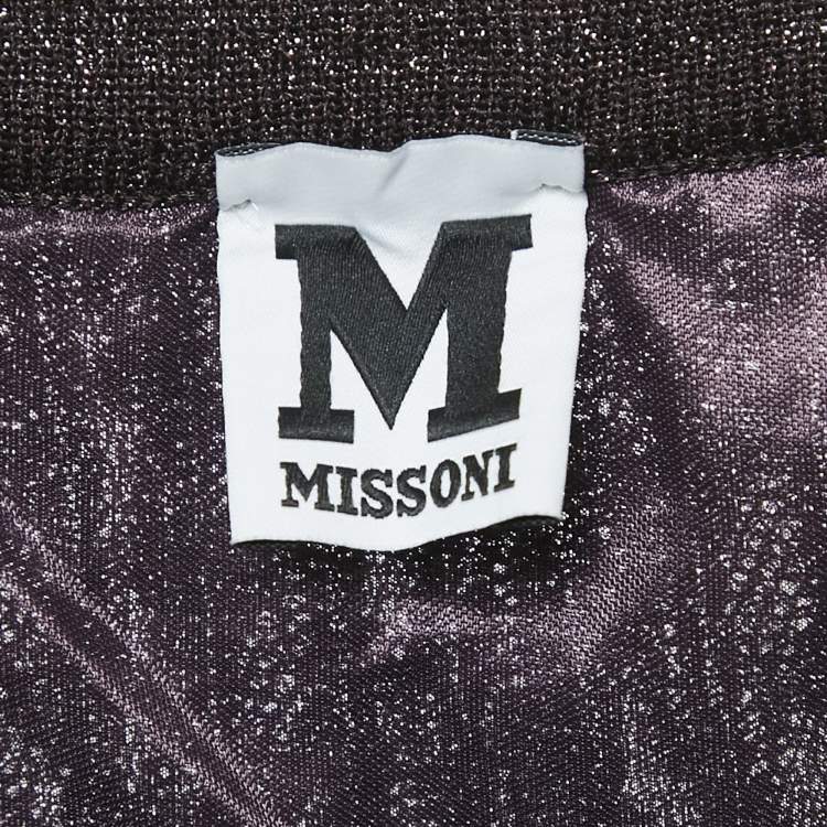 Pre Owned M Missoni Burgundy Lurex Knit Maxi Skirt L