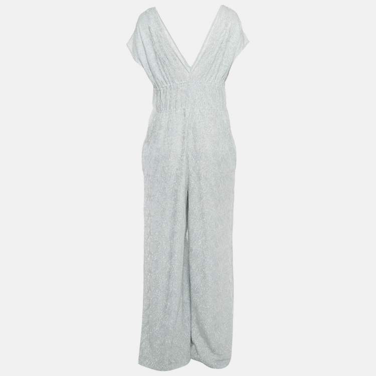 Pre Owned M Missoni Grey Lurex knit Strappy Jumpsuit M