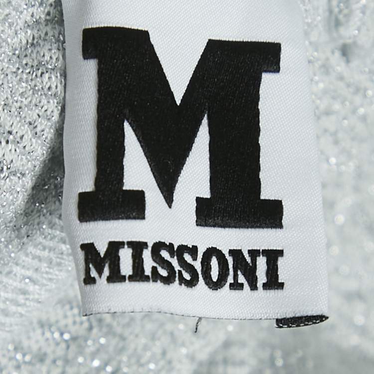 Pre Owned M Missoni Grey Lurex Stretch Knit Strappy Jumpsuit L