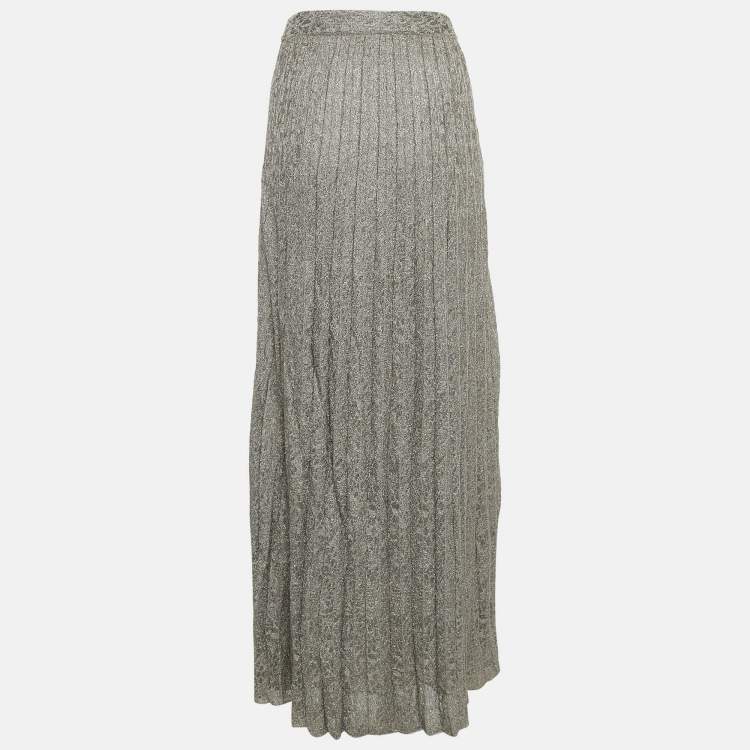 Pre Owned M Missoni Grey Lurex Knit Maxi Skirt S