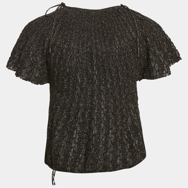 Pre Owned M Missoni Black Lurex Knit Short Sleeve Top L
