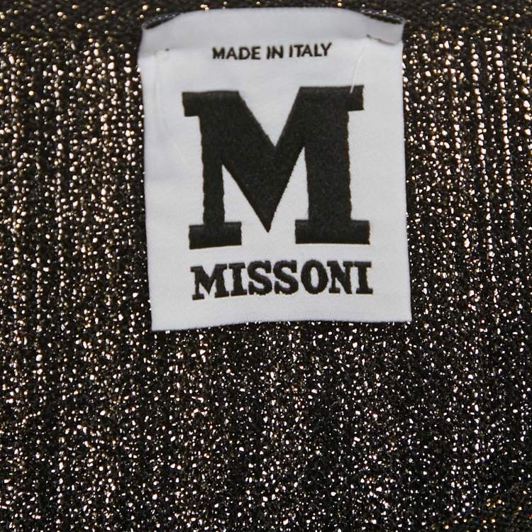 Pre Owned M Missoni Black Lurex Knit Short Sleeve Top L