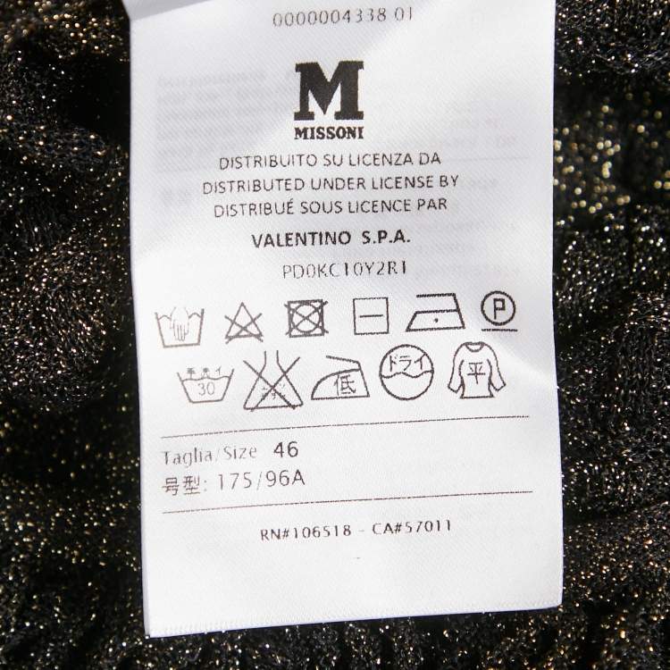 Pre Owned M Missoni Black Lurex Knit Short Sleeve Top L