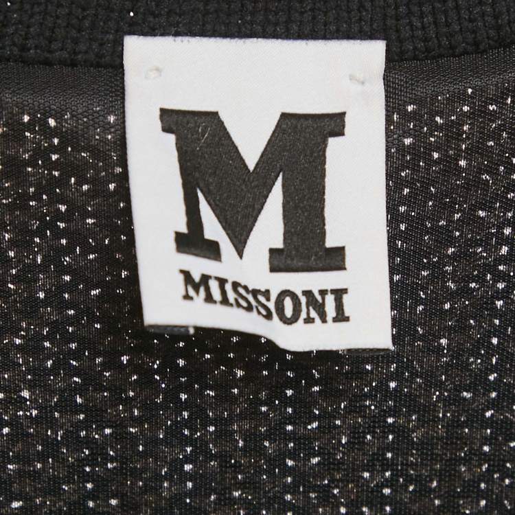 Pre Owned M Missoni Black/Pink Patterned Lurex Knit Short Dress L