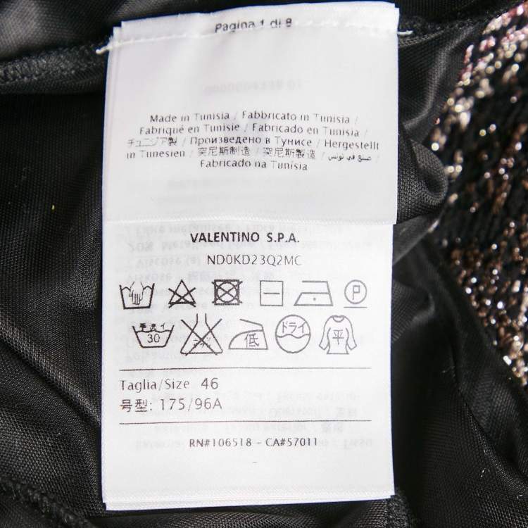 Pre Owned M Missoni Black/Pink Patterned Lurex Knit Short Dress L