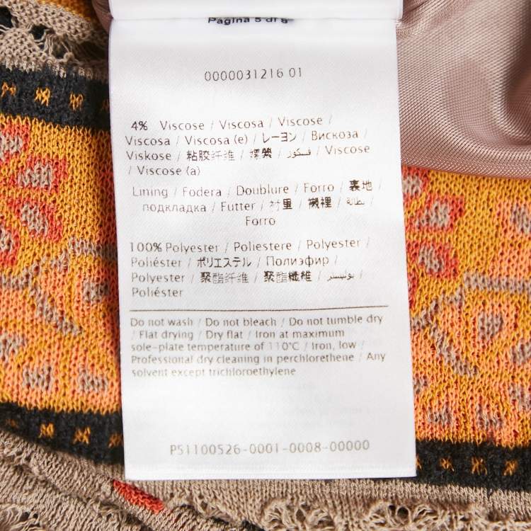 Pre Owned M Missoni Brown Stripe Pointelle Knit Maxi Skirt S