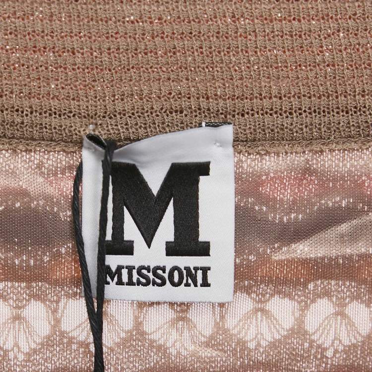 Pre Owned M Missoni Brown Stripe Pointelle Knit Maxi Skirt S