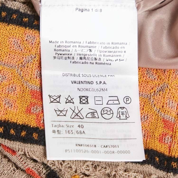 Pre Owned M Missoni Brown Stripe Pointelle Knit Maxi Skirt S