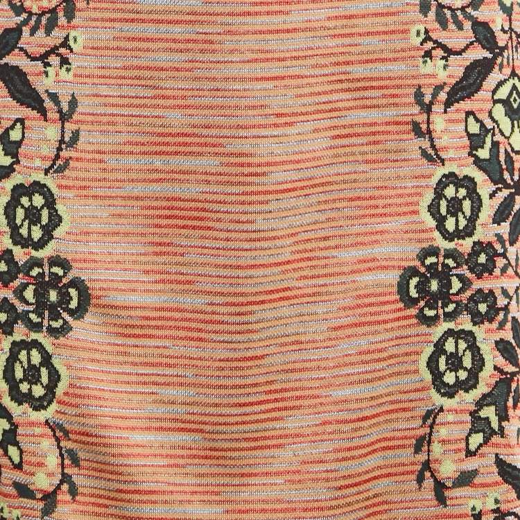 Pre Owned M Missoni Beige/Black Floral Knit Midi Skirt M
