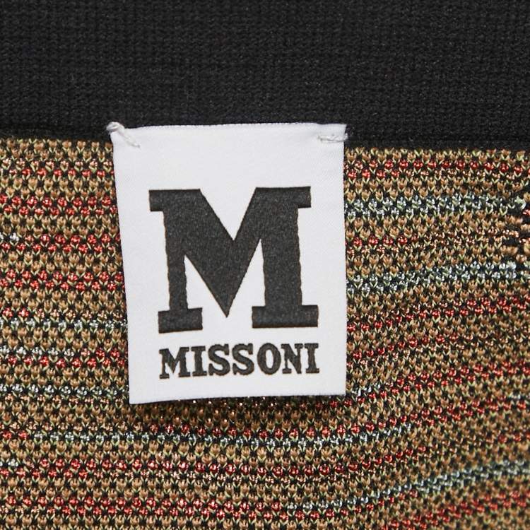 Pre Owned M Missoni Beige/Black Floral Knit Midi Skirt M