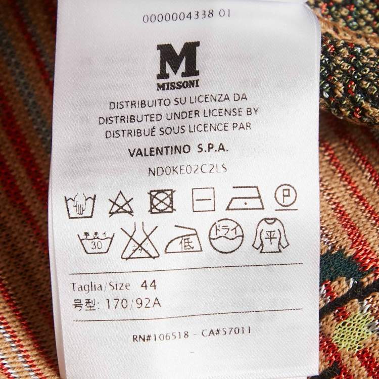 Pre Owned M Missoni Beige/Green Floral Pattern Knit Cardigan M