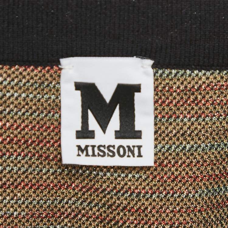 Pre Owned M Missoni Beige/Green Floral Pattern Knit Cardigan M