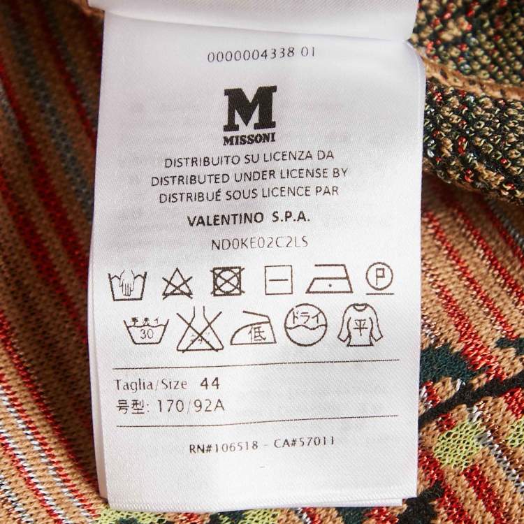 Pre Owned M Missoni Beige/Green Floral Pattern Knit Cardigan M